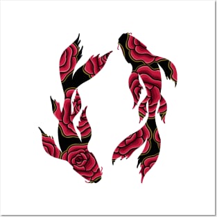 Floral Koi Fish Posters and Art